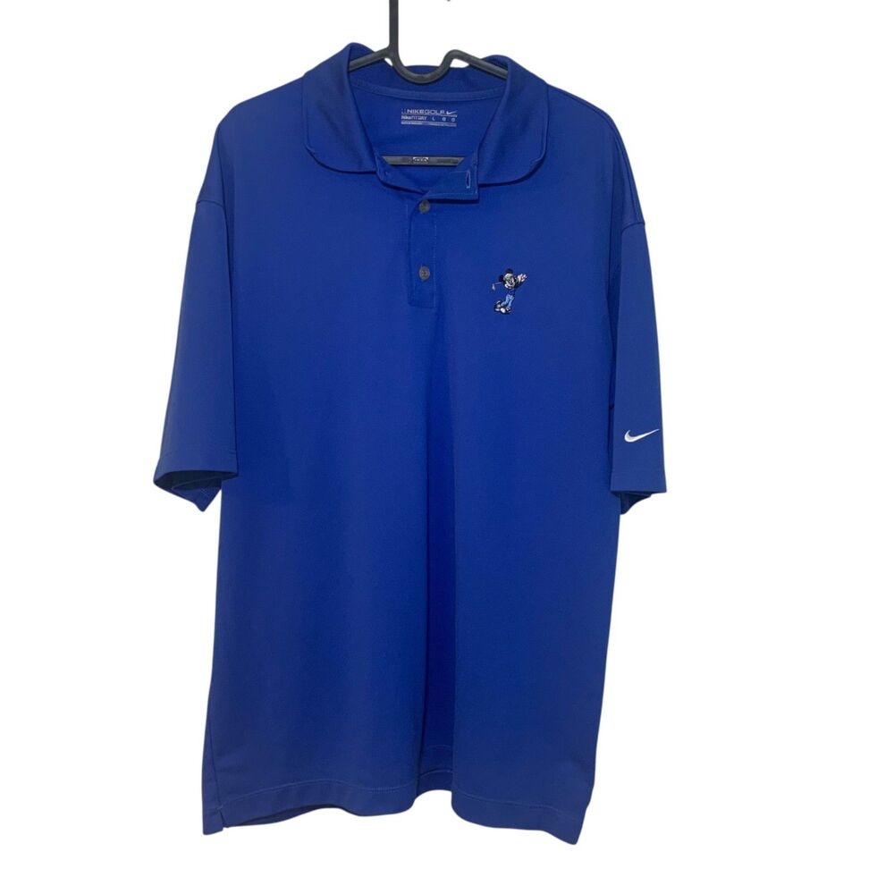Nike Mens Blue Disney Embroidered Mickey Golf Tour Performance Polo Shirt L